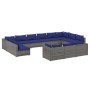 Set de muebles de jardín 13 pzas y cojines ratán sintético gris de vidaXL, Conjuntos de jardín - Ref: Foro24-3102110, Precio:...