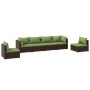 Set muebles de jardín 6 piezas y cojines ratán sintético marrón de vidaXL, Conjuntos de jardín - Ref: Foro24-3102204, Precio:...