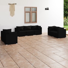 7-teiliges Gartenmöbel-Set und schwarze synthetische Rattankissen von vidaXL, Gartensets - Ref: Foro24-3102264, Preis: 593,66...