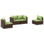 Set muebles de jardín 4 piezas y cojines ratán sintético marrón de vidaXL, Conjuntos de jardín - Ref: Foro24-3102172, Precio:...