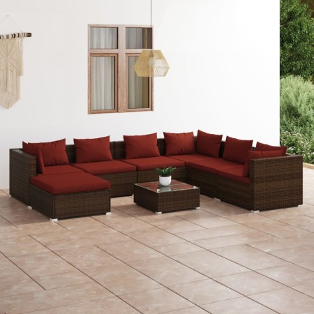 8-teilige Gartensofagarnitur und braune synthetische Rattankissen von vidaXL, Gartensets - Ref: Foro24-3101851, Preis: 668,83...