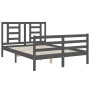 Gray solid wood bed frame with headboard 140x200 cm by vidaXL, Beds and slatted bases - Ref: Foro24-3194703, Price: 160,63 €,...