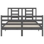 Gray solid wood bed frame with headboard 140x200 cm by vidaXL, Beds and slatted bases - Ref: Foro24-3194703, Price: 160,63 €,...