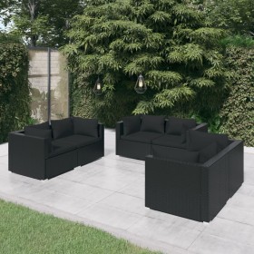 6-teiliges Gartenmöbel-Set und schwarze Kissen aus synthetischem Rattan von vidaXL, Gartensets - Ref: Foro24-3102296, Preis: ...