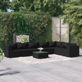 8-teiliges Gartenmöbel-Set und schwarze synthetische Rattankissen von vidaXL, Gartensets - Ref: Foro24-3101752, Preis: 780,99...