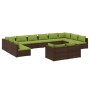 Set muebles de jardín 12 pzas y cojines ratán sintético marrón de vidaXL, Conjuntos de jardín - Ref: Foro24-3102092, Precio: ...