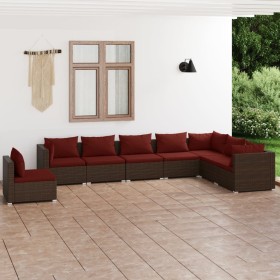 8-teilige Gartensofagarnitur und braune synthetische Rattankissen von vidaXL, Gartensets - Ref: Foro24-3102371, Preis: 734,99...