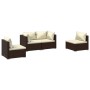 4-teiliges Gartenmöbel-Set und braune synthetische Rattankissen von vidaXL, Gartensets - Ref: Foro24-3102170, Preis: 340,99 €...