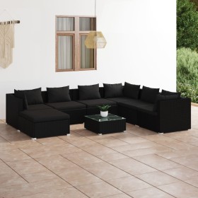 8-teiliges Gartenmöbel-Set und schwarze synthetische Rattankissen von vidaXL, Gartensets - Ref: Foro24-3101848, Preis: 894,02...