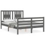 Estructura de cama con cabecero madera maciza gris 140x190 cm de vidaXL, Camas y somieres - Ref: Foro24-3194553, Precio: 159,...