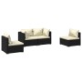 4-teiliges Gartenmöbel-Set und schwarze synthetische Rattankissen von vidaXL, Gartensets - Ref: Foro24-3102167, Preis: 383,40...