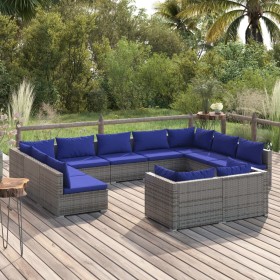 11-teiliges Gartenmöbel-Set und graue synthetische Rattankissen von vidaXL, Gartensets - Ref: Foro24-3102078, Preis: 933,24 €...