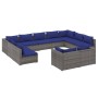 Set de muebles de jardín 11 pzas y cojines ratán sintético gris de vidaXL, Conjuntos de jardín - Ref: Foro24-3102078, Precio:...