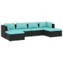 Set de muebles de jardín 6 pzas y cojines ratán sintético negro de vidaXL, Conjuntos de jardín - Ref: Foro24-3101801, Precio:...