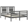 Estructura de cama con cabecero madera maciza gris 140x190 cm de vidaXL, Camas y somieres - Ref: Foro24-3194553, Precio: 159,...