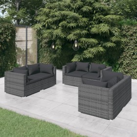 6-piece garden furniture set with gray synthetic rattan cushions by vidaXL, Garden sets - Ref: Foro24-3102301, Price: 599,49 ...