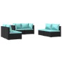 Set de muebles de jardín 6 pzas y cojines ratán sintético negro de vidaXL, Conjuntos de jardín - Ref: Foro24-3102209, Precio:...