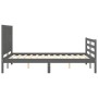 Estructura de cama con cabecero madera maciza gris 140x190 cm de vidaXL, Camas y somieres - Ref: Foro24-3194553, Precio: 159,...