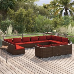 Gartenmöbelset 13-teilig mit braunen synthetischen Rattankissen von vidaXL, Gartensets - Ref: Foro24-3102107, Preis: 1,00 €, ...