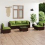 Garden furniture set 6 pieces with brown synthetic rattan cushions by vidaXL, Garden sets - Ref: Foro24-3102196, Price: 598,6...