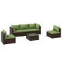 Set muebles de jardín 6 piezas y cojines ratán sintético marrón de vidaXL, Conjuntos de jardín - Ref: Foro24-3102196, Precio:...