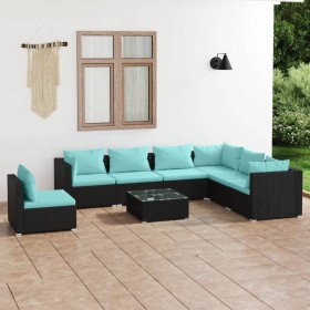 8-teiliges Gartenmöbel-Set und schwarze synthetische Rattankissen von vidaXL, Gartensets - Ref: Foro24-3102361, Preis: 792,48...