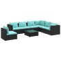 Set de muebles de jardín 8 pzas y cojines ratán sintético negro de vidaXL, Conjuntos de jardín - Ref: Foro24-3102361, Precio:...