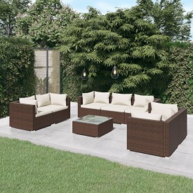 8-teiliges Gartenmöbel-Set und braune synthetische Rattankissen von vidaXL, Gartensets - Ref: Foro24-3102274, Preis: 661,87 €...