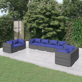 Garden furniture set 8 pieces and gray synthetic rattan cushions by vidaXL, Garden sets - Ref: Foro24-3102286, Price: 748,78 ...