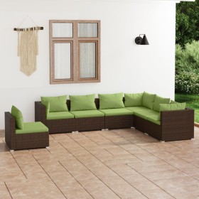 7-teiliges Gartenmöbel-Set und braune synthetische Rattankissen von vidaXL, Gartensets - Ref: Foro24-3102356, Preis: 609,99 €...