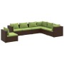 Set muebles de jardín 7 piezas y cojines ratán sintético marrón de vidaXL, Conjuntos de jardín - Ref: Foro24-3102356, Precio:...