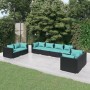 Set de muebles de jardín 8 pzas y cojines ratán sintético negro de vidaXL, Conjuntos de jardín - Ref: Foro24-3102281, Precio:...