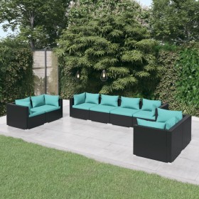 8-teiliges Gartenmöbel-Set und schwarze synthetische Rattankissen von vidaXL, Gartensets - Ref: Foro24-3102281, Preis: 776,99...