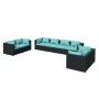 Set de muebles de jardín 8 pzas y cojines ratán sintético negro de vidaXL, Conjuntos de jardín - Ref: Foro24-3102281, Precio:...