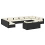 Set de muebles de jardín 12 pzas cojines ratán sintético negro de vidaXL, Conjuntos de jardín - Ref: Foro24-3102087, Precio: ...