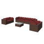 Set muebles de jardín 9 piezas y cojines ratán sintético marrón de vidaXL, Conjuntos de jardín - Ref: Foro24-3102291, Precio:...