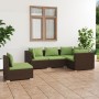 5-teiliges Gartensofa-Set und braune synthetische Rattankissen von vidaXL, Gartensets - Ref: Foro24-3102316, Preis: 397,01 €,...