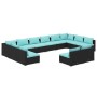 Set de muebles de jardín 12 pzas cojines ratán sintético negro de vidaXL, Conjuntos de jardín - Ref: Foro24-3102137, Precio: ...