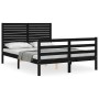 Bed frame with black solid wood headboard 120x200 cm by vidaXL, Beds and slatted bases - Ref: Foro24-3195025, Price: 169,58 €...