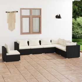 7-teiliges Gartenmöbel-Set und schwarze synthetische Rattankissen von vidaXL, Gartensets - Ref: Foro24-3102351, Preis: 635,17...