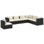 Set de muebles de jardín 7 pzas y cojines ratán sintético negro de vidaXL, Conjuntos de jardín - Ref: Foro24-3102351, Precio:...