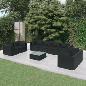 9-piece garden furniture set and black synthetic rattan cushions by vidaXL, Garden sets - Ref: Foro24-3102288, Price: 850,99 ...