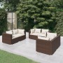 6-teiliges Gartenmöbel-Set und braune synthetische Rattankissen von vidaXL, Gartensets - Ref: Foro24-3102298, Preis: 538,85 €...