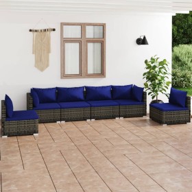 6-piece garden furniture set with gray synthetic rattan cushions by vidaXL, Garden sets - Ref: Foro24-3102206, Price: 448,99 ...