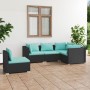 Set de muebles de jardín 5 pzas y cojines ratán sintético negro de vidaXL, Conjuntos de jardín - Ref: Foro24-3102313, Precio:...