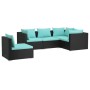 Set de muebles de jardín 5 pzas y cojines ratán sintético negro de vidaXL, Conjuntos de jardín - Ref: Foro24-3102313, Precio:...