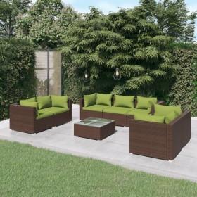 8-teilige Gartensofagarnitur und braune synthetische Rattankissen von vidaXL, Gartensets - Ref: Foro24-3102276, Preis: 688,95...