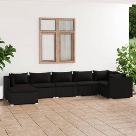 7-piece garden furniture set and black synthetic rattan cushions by vidaXL, Garden sets - Ref: Foro24-3101824, Price: 859,99 ...