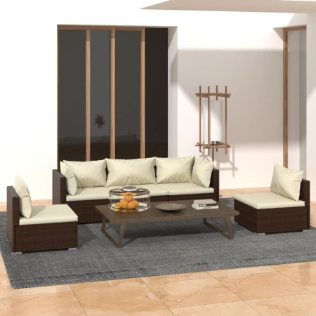 5-piece garden furniture set and brown synthetic rattan cushions by vidaXL, Garden sets - Ref: Foro24-3102186, Price: 457,25 ...