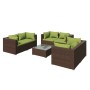 Set muebles de jardín 7 piezas y cojines ratán sintético marrón de vidaXL, Conjuntos de jardín - Ref: Foro24-3102308, Precio:...